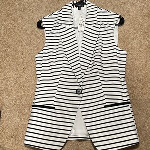 Express Black and White Striped Blazer Vest